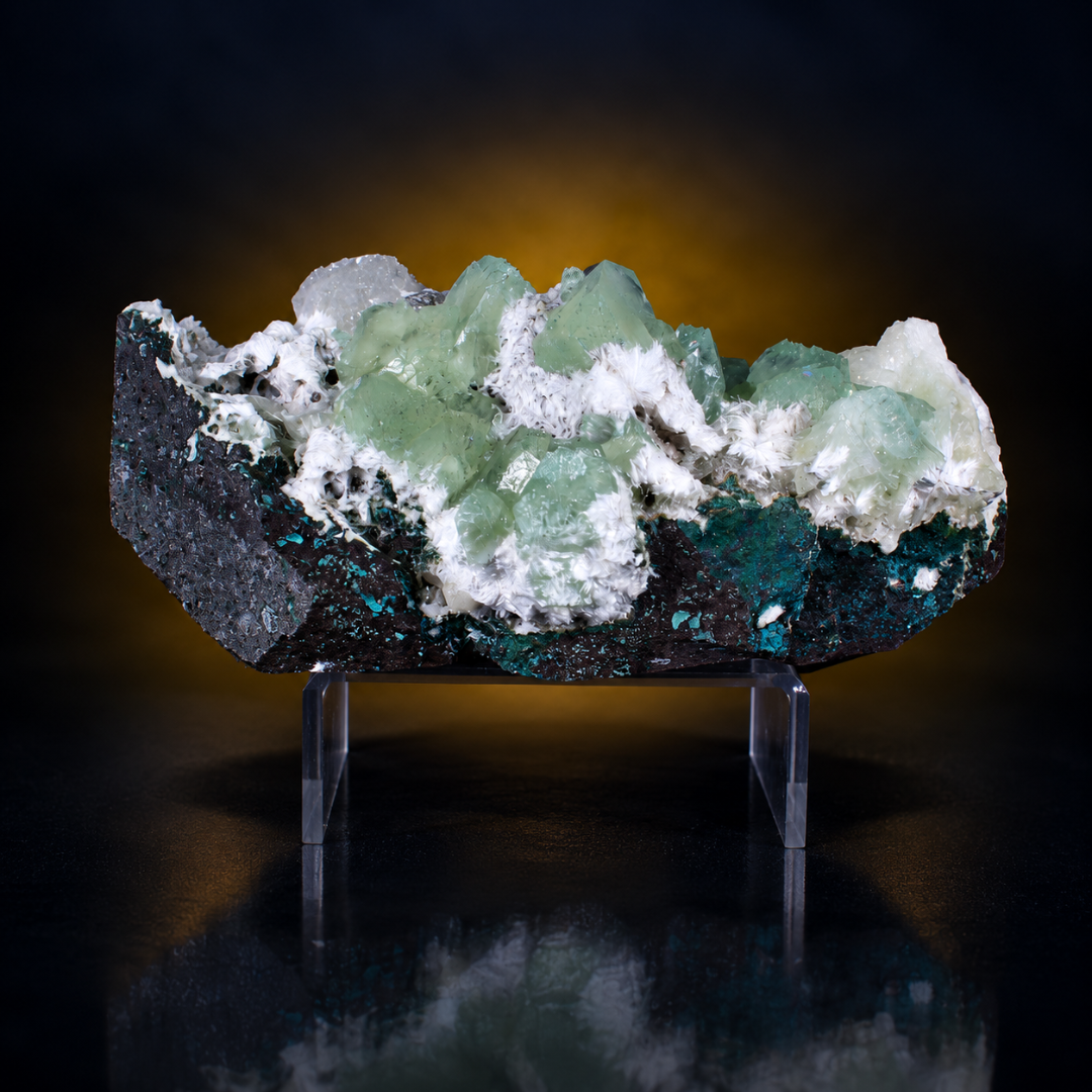 Green Apophyllite on White Matrix – Natural Mineral Specimen
