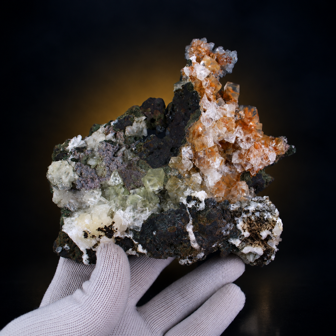Calcite on Dark Matrix Rock – Natural Crystal Mineral Specimen