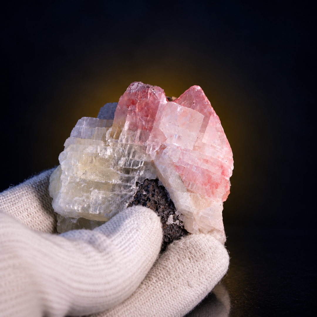 Natural Pink Calcite Crystal Mineral Specimen – India