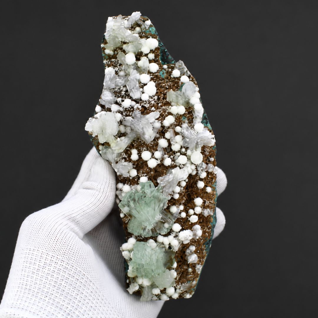 Apophyllite Crystal-Coated Rock Matrix with Mordenite | 280 g | 18 × 7 × 3 cm