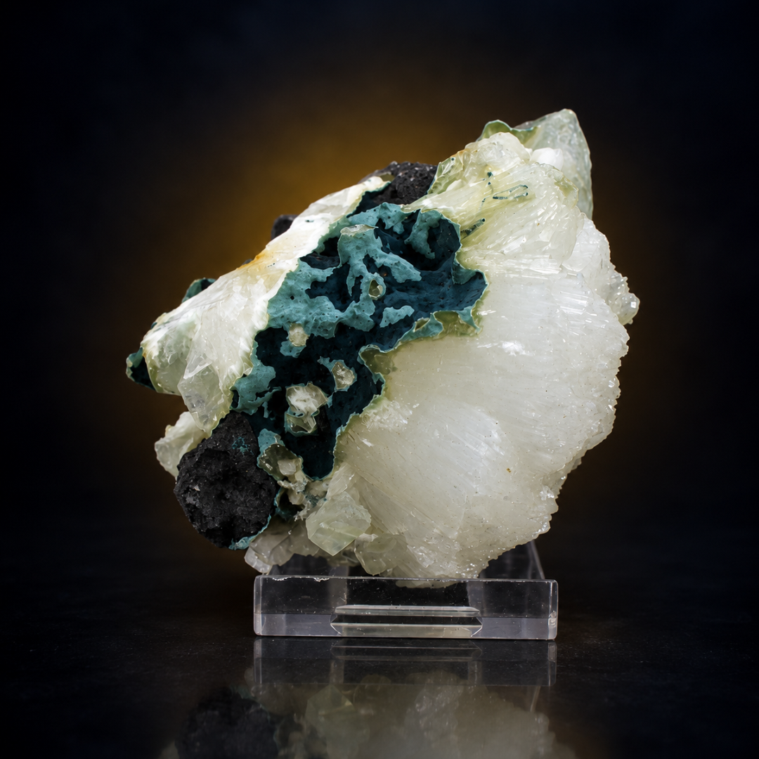 Natural White Stilbite with Green Apophyllite Mineral Specimen – 160g