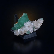 Green Double-Terminated Prismatic Apophyllite on Dark Rock Matrix · 140 g · 9 × 6 × 6 cm · Pune, Maharashtra, India
