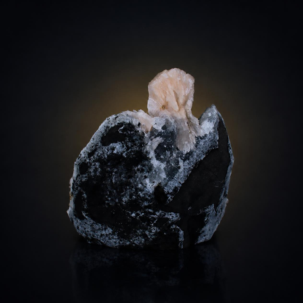 Stilbite Crystals on Dark Matrix – Natural Mineral Specimen