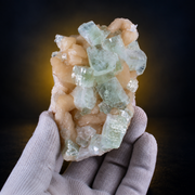 Natural Green Apophyllite with Heulandite Crystal Specimen – India