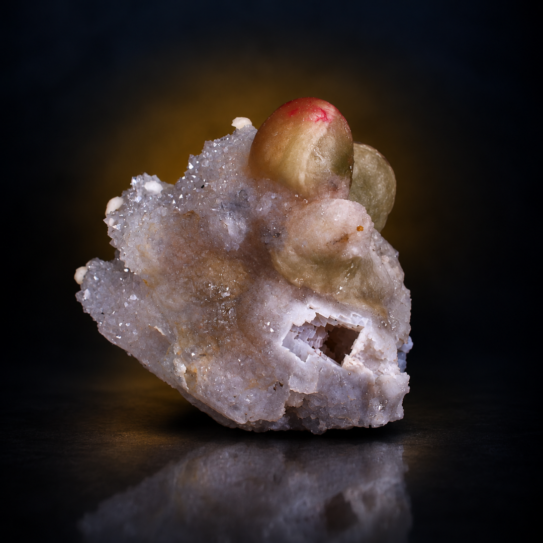 Fluorite Spheres on Crystalline Matrix – Natural Mineral Specimen