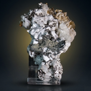 Natural Fluorescent Transparent Apatite with Pyrite &amp; Black Tourmaline on Matrix