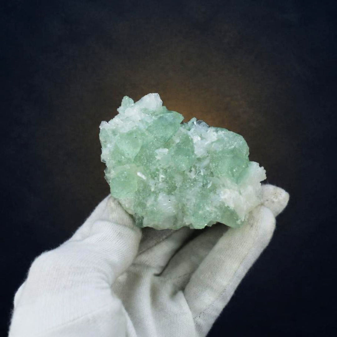 Green Apophyllite on White Matrix – Natural Mineral Specimen