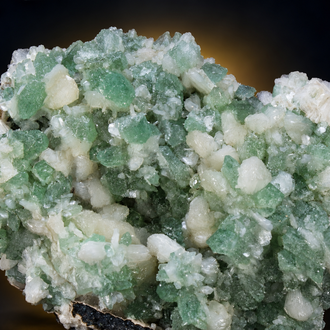 Natural Apophyllite Green Crystal Heulandite Matrix Mineral Specimen