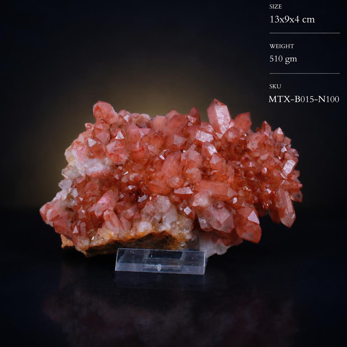 Natural Red Hematoid Quartz Mineral Specimen  13 × 9 × 4 cm, 510 g