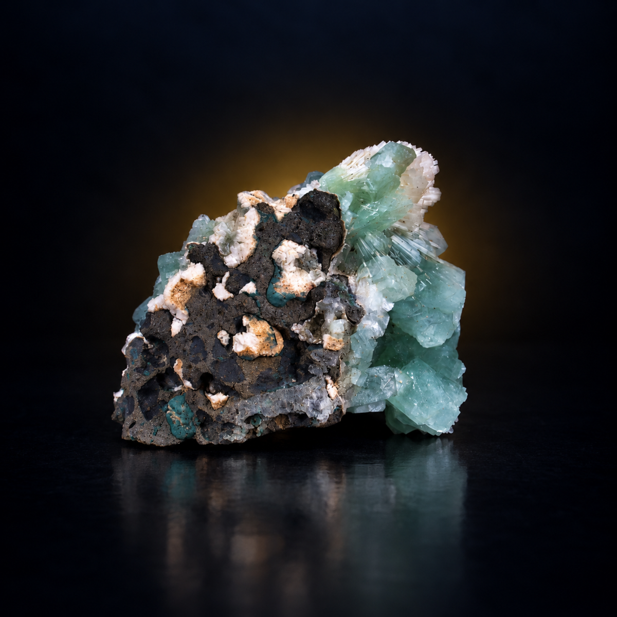 Natural Green Apophyllite with Stilbite Collector Specimen – 110 g
