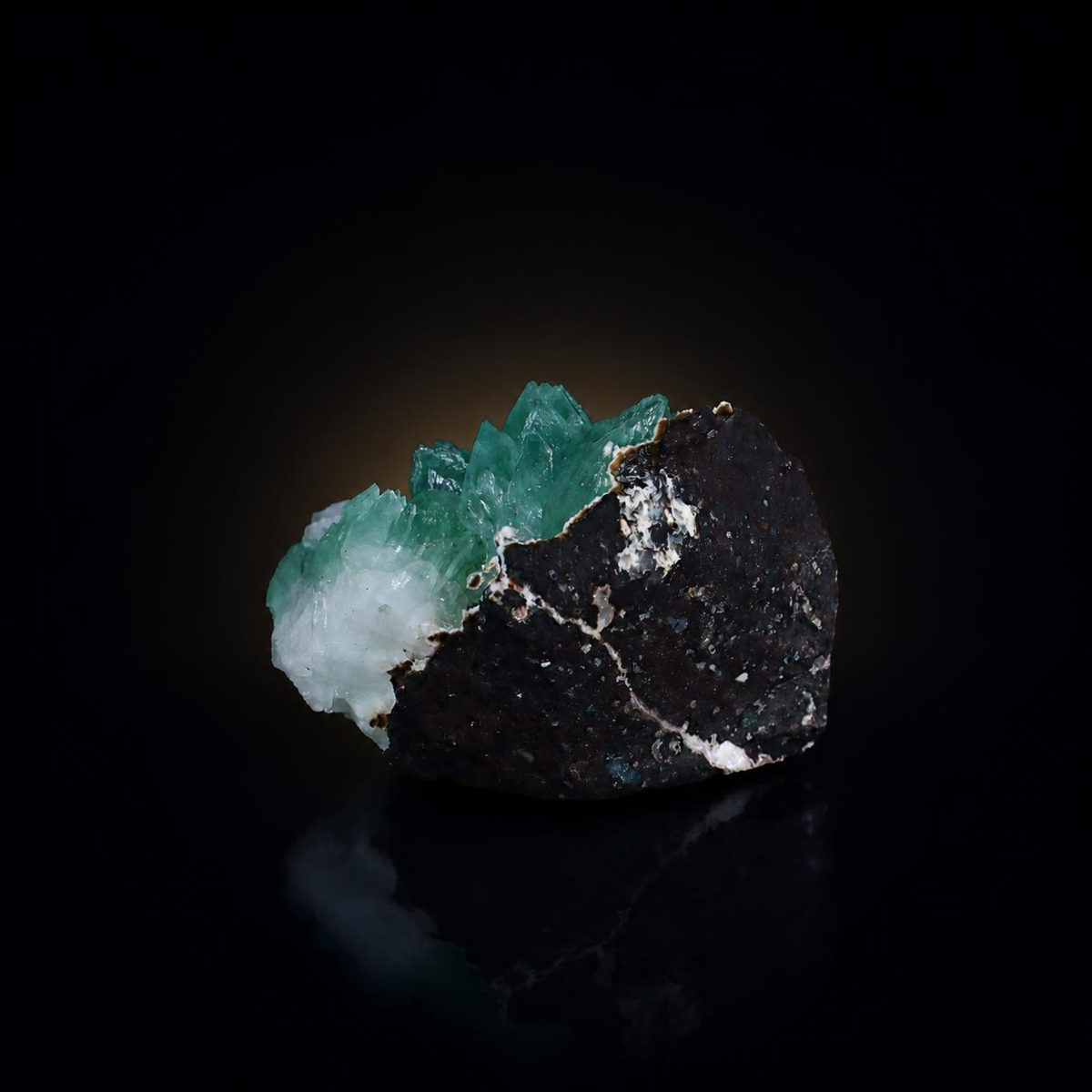 Green Apophyllite on White Stilbite Matrix Crystal Specimen | Maharashtra, India