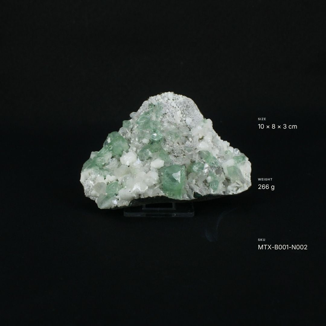 Green Tabular Apophyllite with White Mordenite | 266 g | 10 × 8 × 3 cm