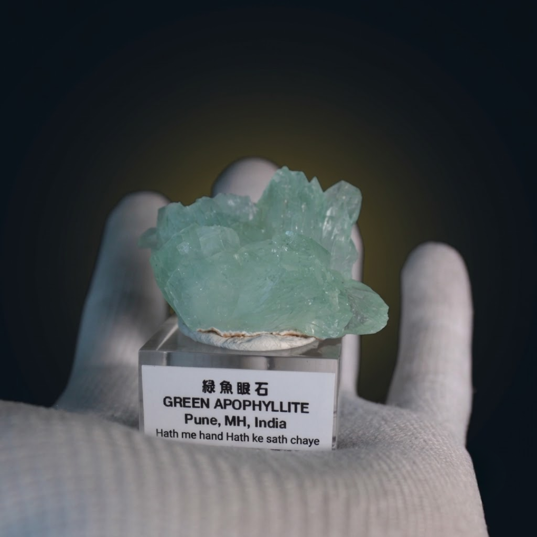 Natural Green Apophyllite Matrix – Mineral Specimen from India