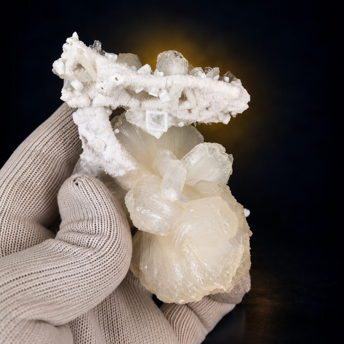 Natural Stilbite with Heulandite Crystal Cluster – 160 g