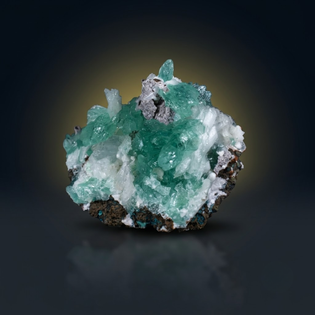 Green Apophyllite on Matrix · 200 g · 10 × 7 × 5 cm · India