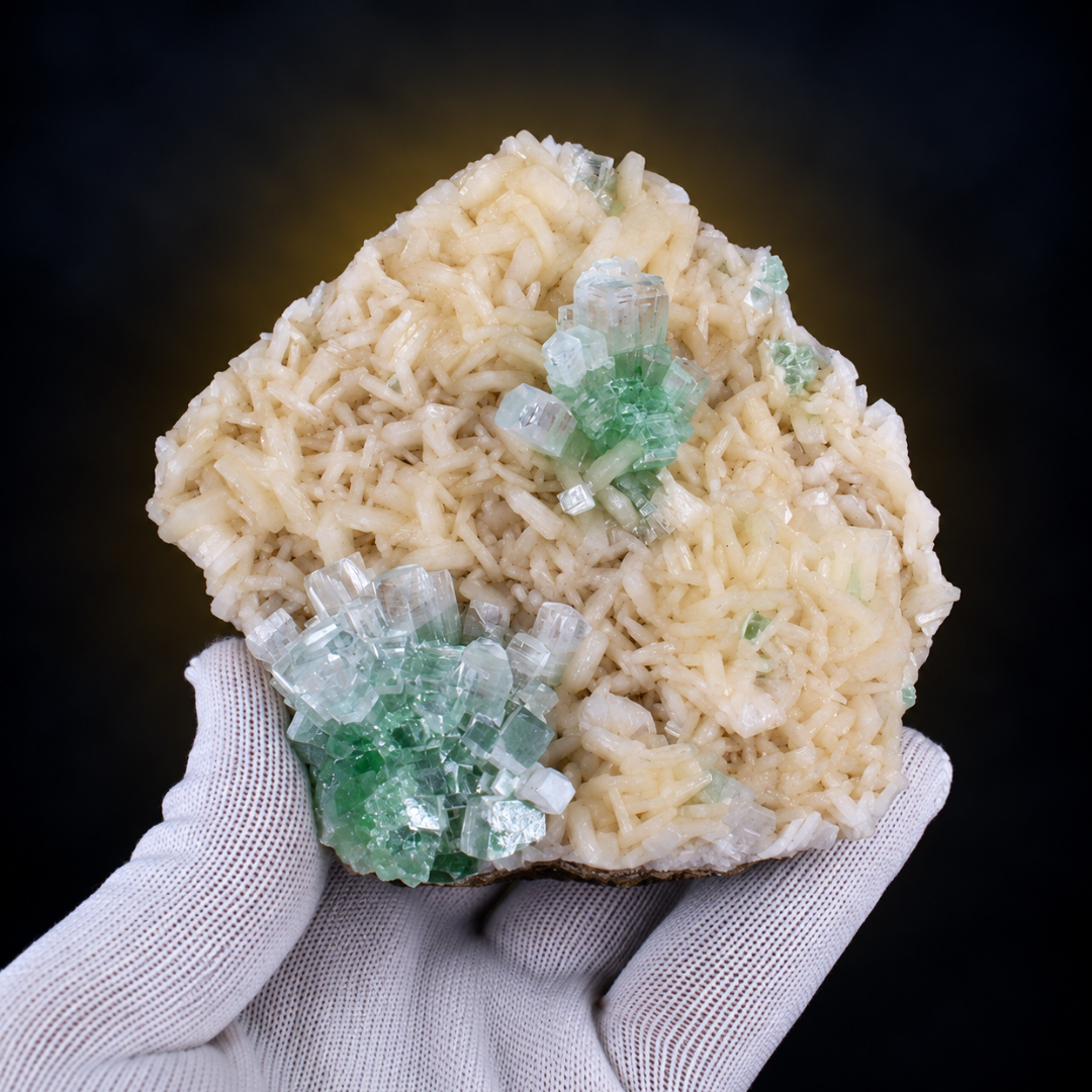 Green Apophyllite with Heulandite – Natural Mineral Specimen