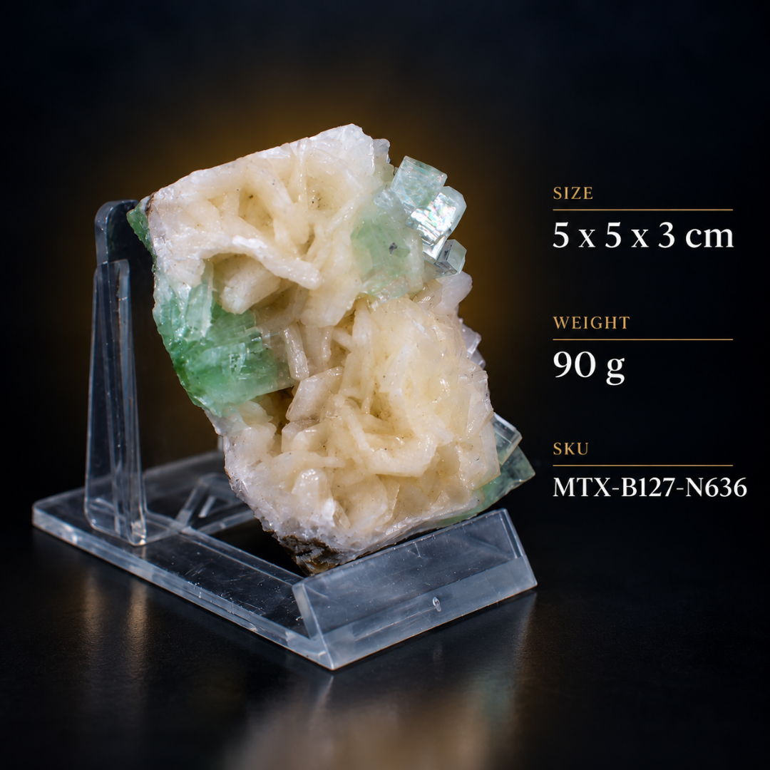 Natural Green Apophyllite with Heulandite Mineral Specimen – 90g