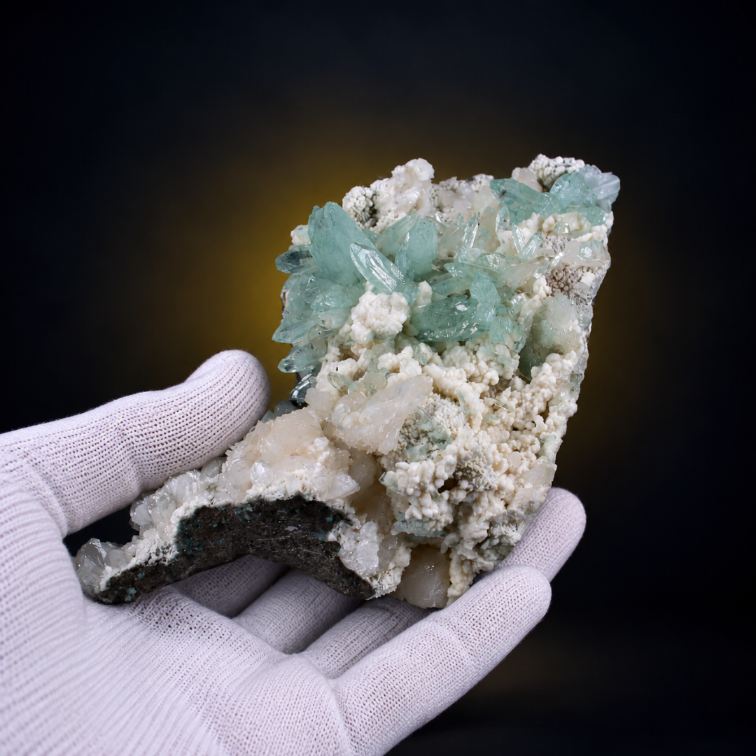 Natural Green Apophyllite with Heulandite Matrix