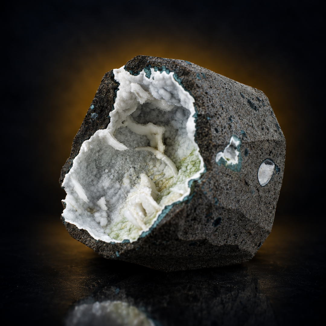 Natural Green &amp; White Chalcedony Geode – 360g