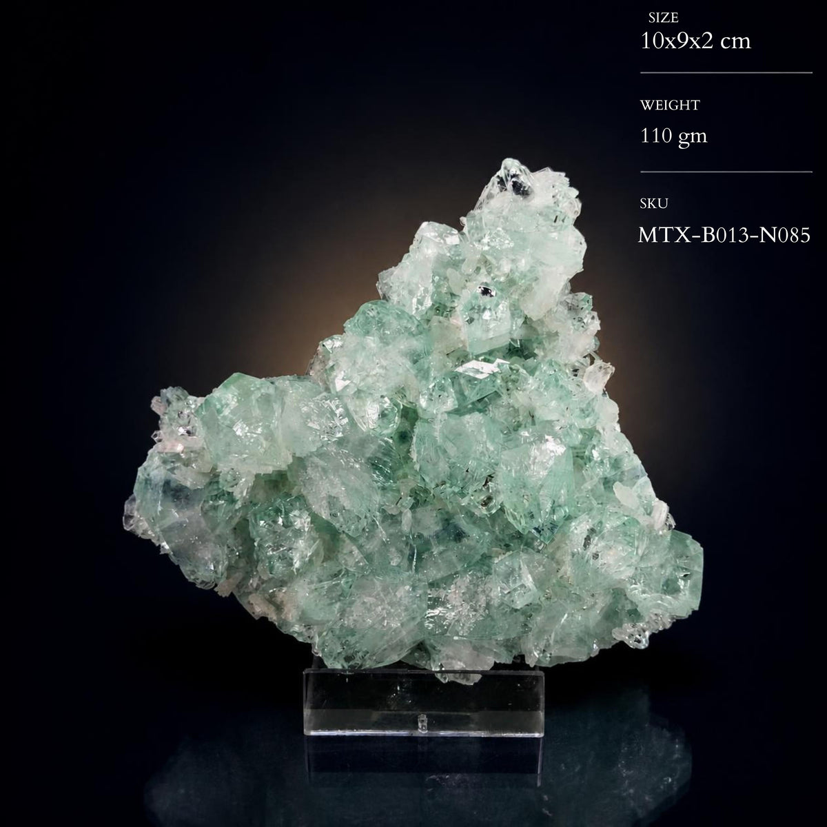 Natural Green Apophyllite Crystal Matrix Mineral Specimen from India 110 gm 10 × 9 × 2 cm