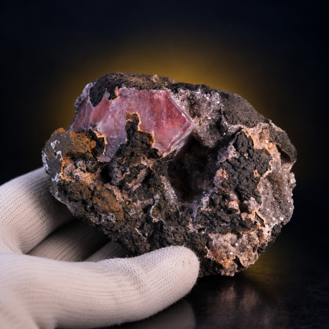 Natural Pink Calcite Crystal Mineral Specimen – India