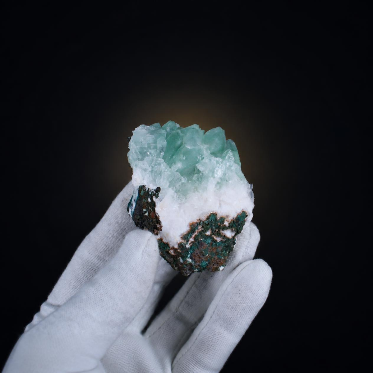 Green Apophyllite & Stilbite Mineral Specimen Collector Crystal 130 g