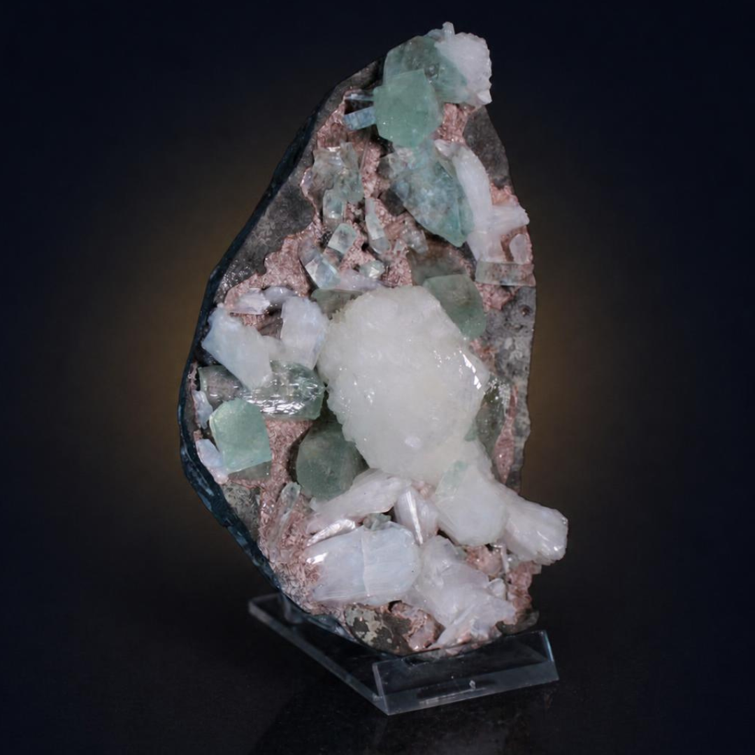 Apophyllite and Heulandite and Stilbite specimen — India, 460 g.
