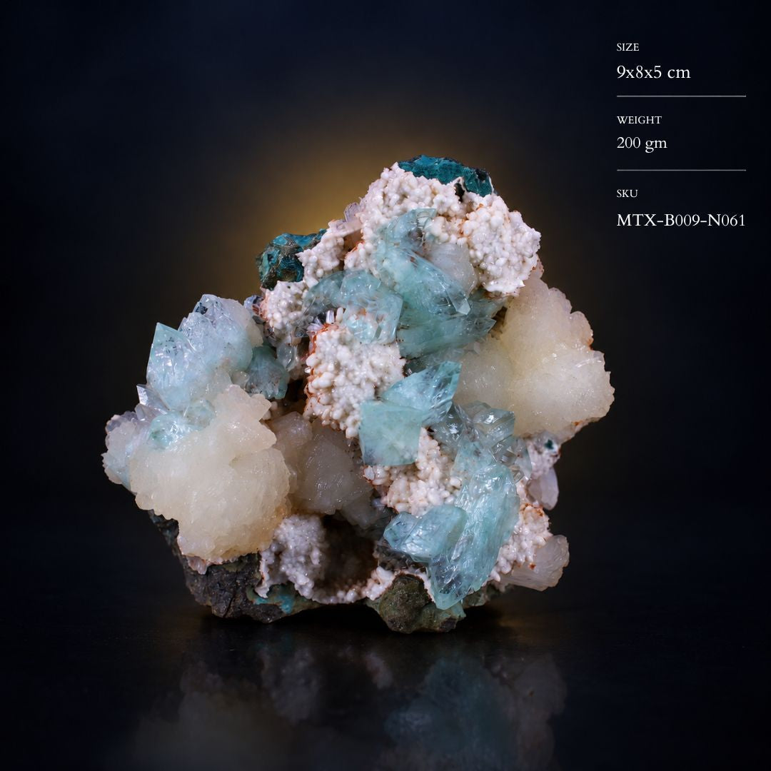 Natural Green Apophyllite, Stilbite & Mordenite Crystal – Mineral Specimen 200 gm