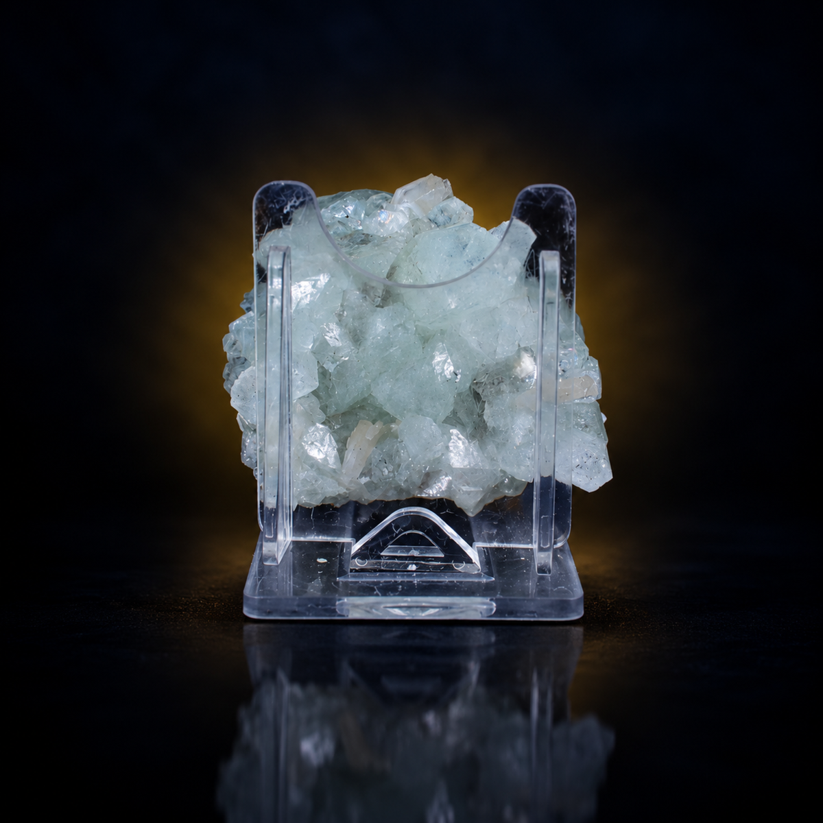 Natural Green Apophyllite Crystal Cluster on Peach-White Stilbite Matrix – 130 g