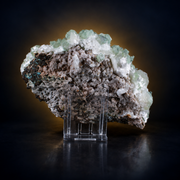 Natural Green Apophyllite with Heulandite Crystal Specimen – India
