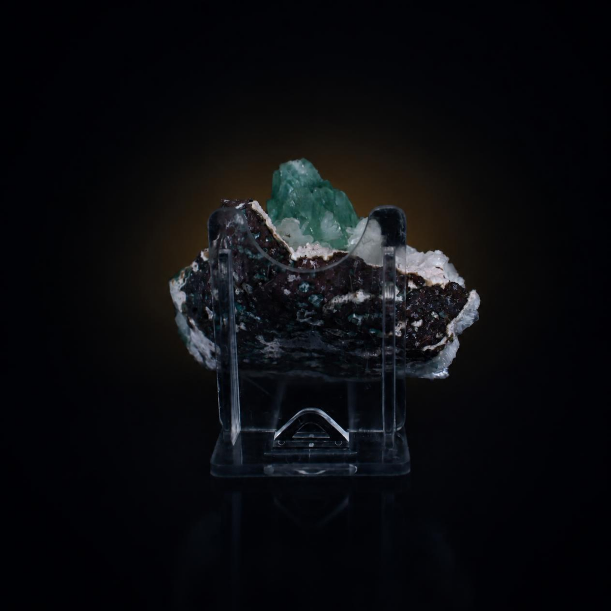 Green Double-Terminated Tabular Apophyllite on White and Dark Brown Matrix · 150 g · 7 × 6 × 5 cm · Pune, Maharashtra, India