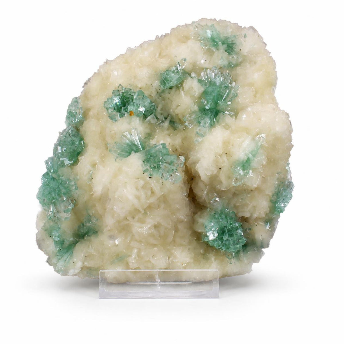 Natural Green Apophyllite with Stilbite Crystal Matrix Mineral Specimen from India |1200 gm 19 × 15 × 3 cm