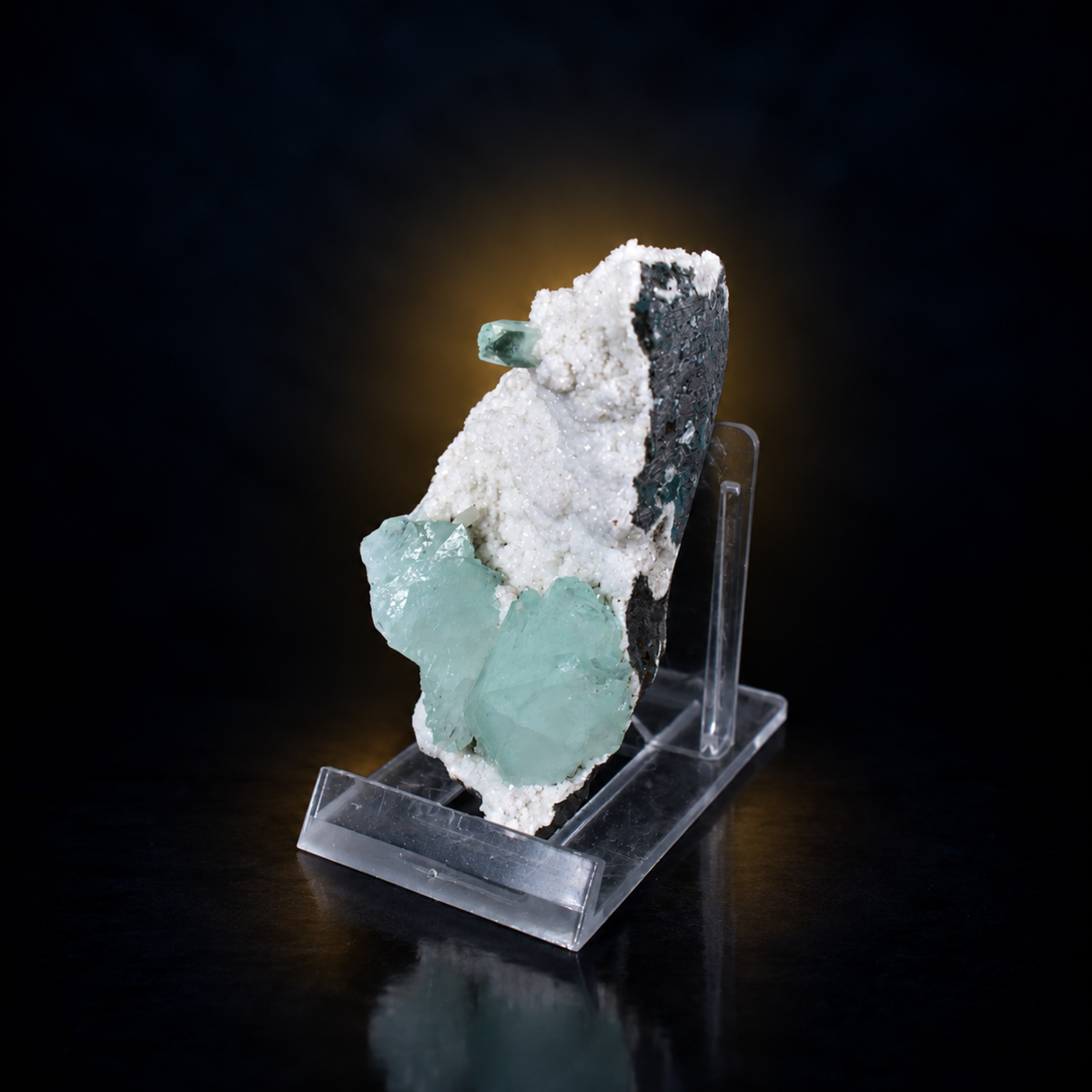 Natural Green Apophyllite with Stilbite on Matrix – 90 g