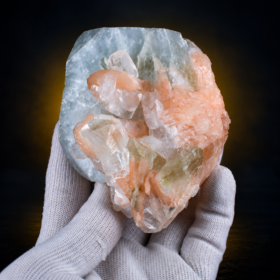 Natural Apophyllite with Heulandite Matrix Mineral Specimen