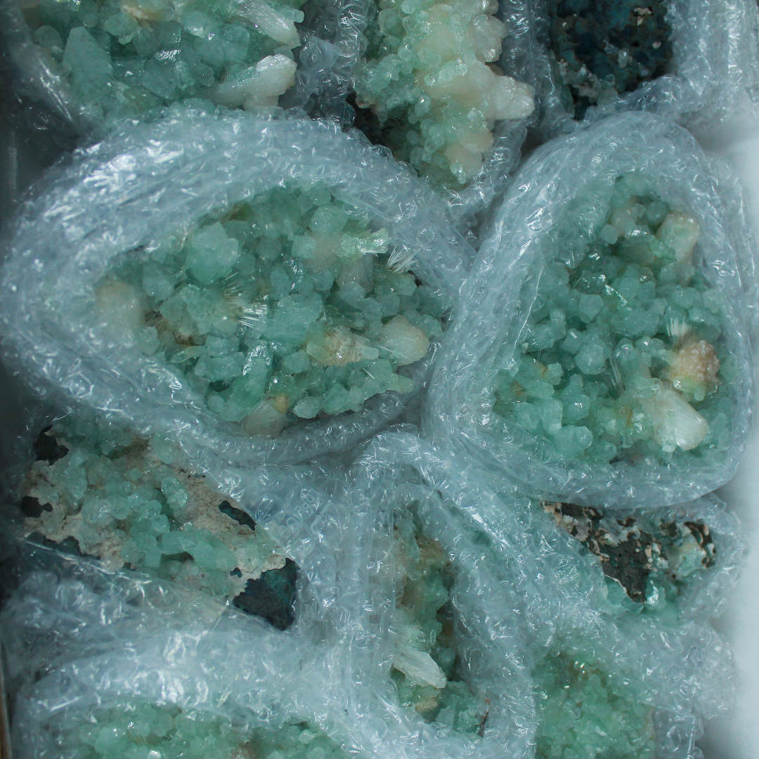 Natural Green Apophyllite, Stilbite with Heulandite Crystal Lot – 10 Pieces from India