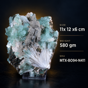 Natural Green Apophyllite with Scolecite Crystal Specimen – India