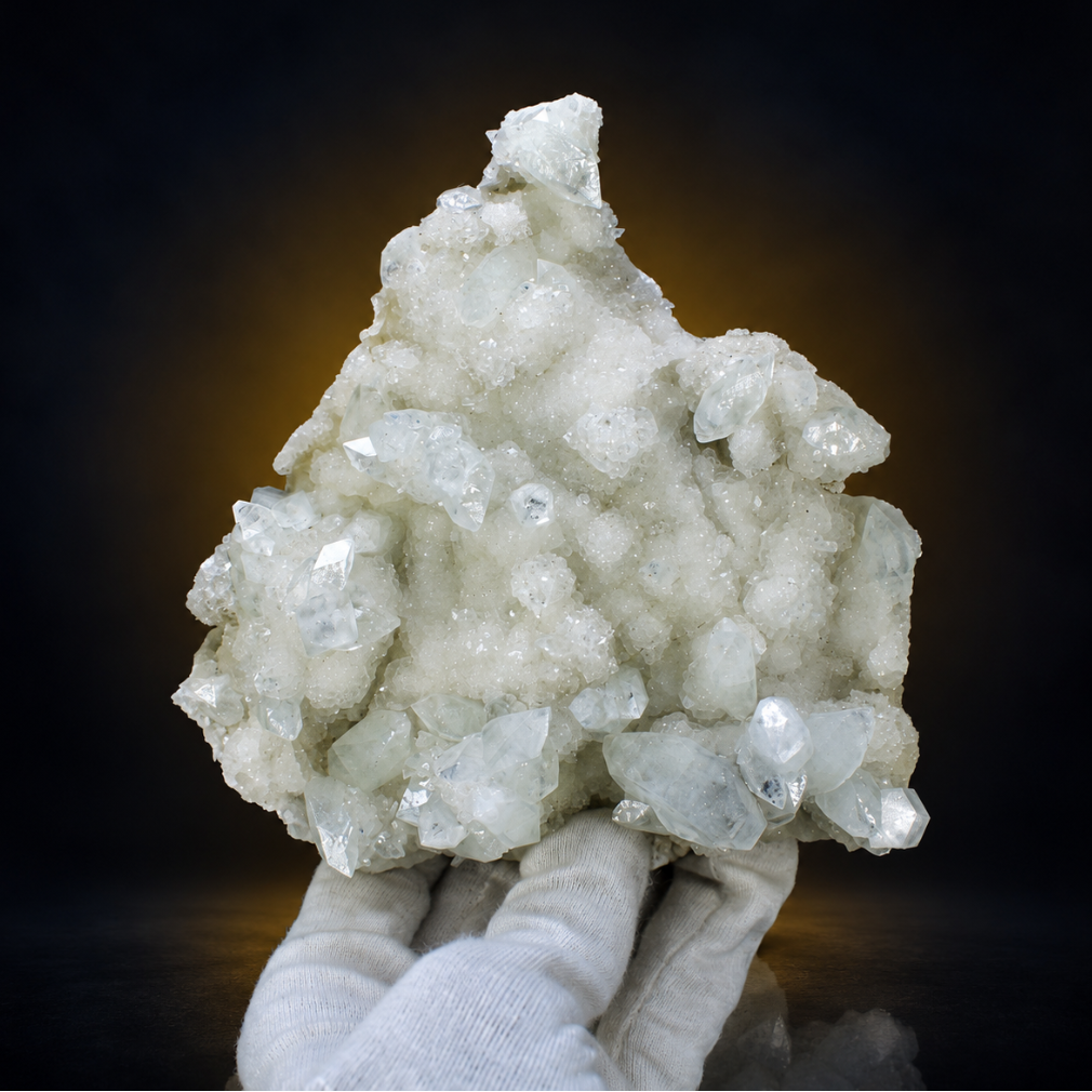 Natural Green Apophyllite with Heulandite Matrix