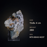 Natural Fluorescent Transparent Apatite with Pyrite & Black Tourmaline on Matrix