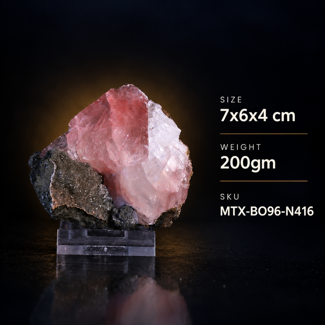 Natural Pink Calcite Crystal Mineral Specimen – India