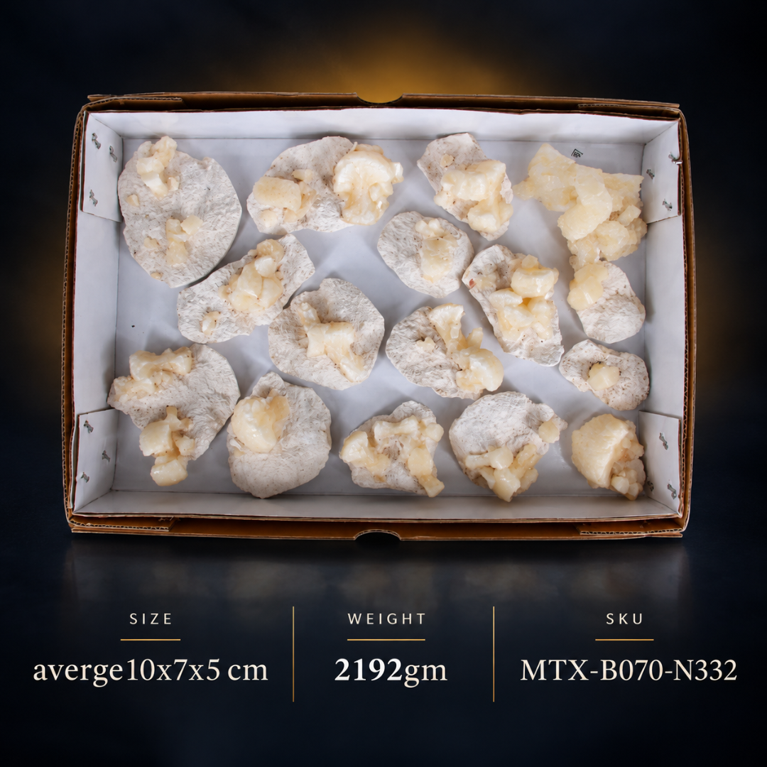 Natural Stilbite with Heulandite Crystal Lot – 16 PCS – Mineral Specimens from India