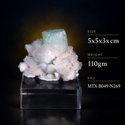 Natural Green Apophyllite Cube with Heulandite Crystal Matrix – Mineral Specimen from India