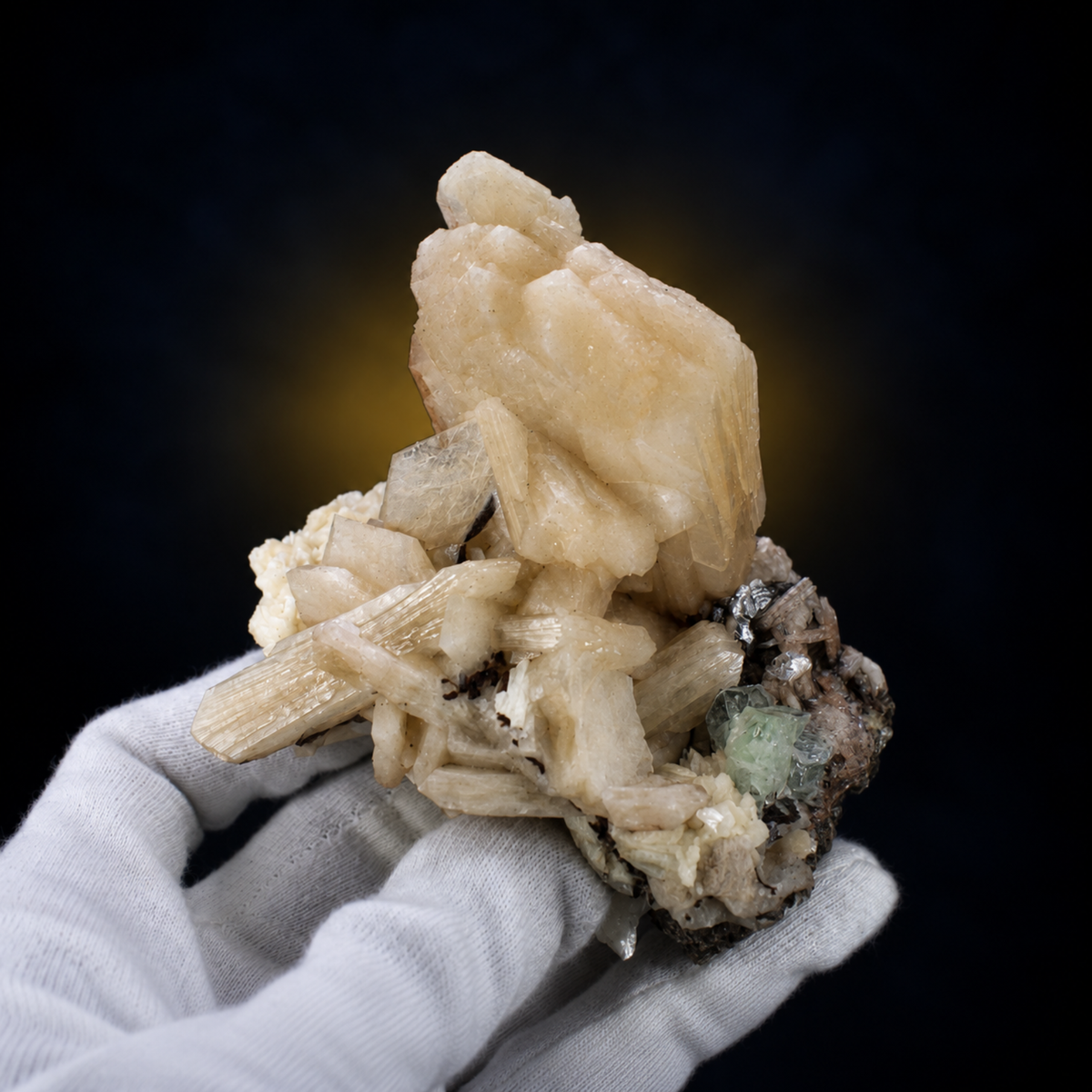 Natural Stilbite &amp; Heulandite Crystal Cluster on Matrix – 210 g