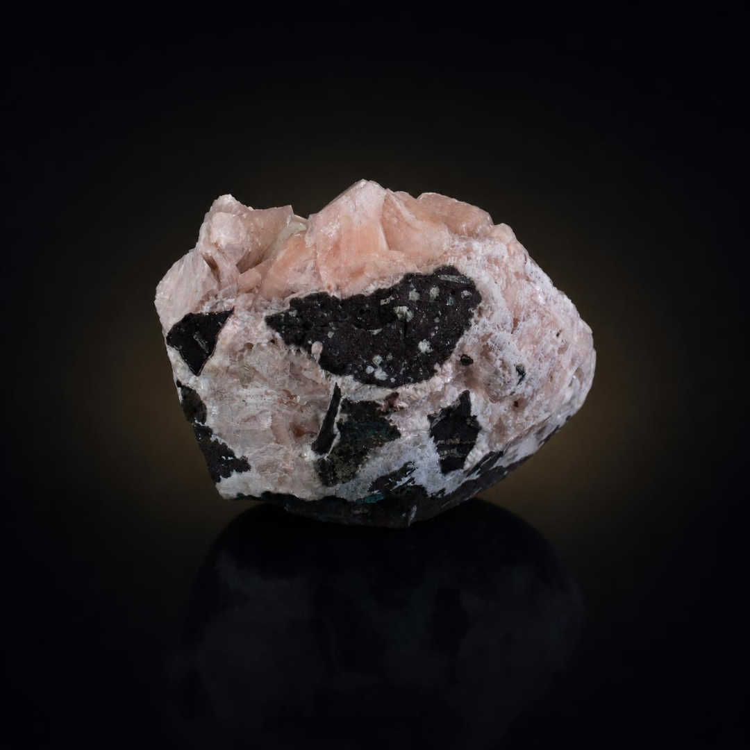 Natural Peach Stilbite with Green Apophyllite on Matrix
