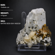 Natural Fluorescent Transparent Apatite with Pyrite & Black Tourmaline on Matrix
