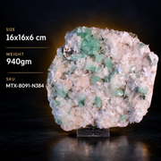 Natural Green Apophyllite with Heulandite & Scolecite Crystal Specimen – India