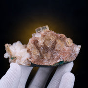 Calcite with Stilbite on Dark Gray Rock Matrix · 260 g · 12 × 7 × 6 cm