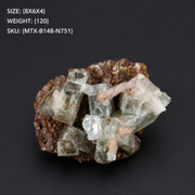 Green Apophyllite Crystal Cluster with Peach Stilbite on Matrix 8×6×4 cm | 120g