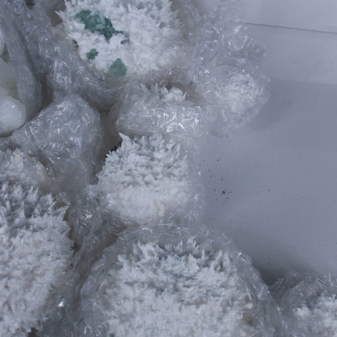 Natural Green Apophyllite with Mordenite Crystal Lot – 8 Pieces from India