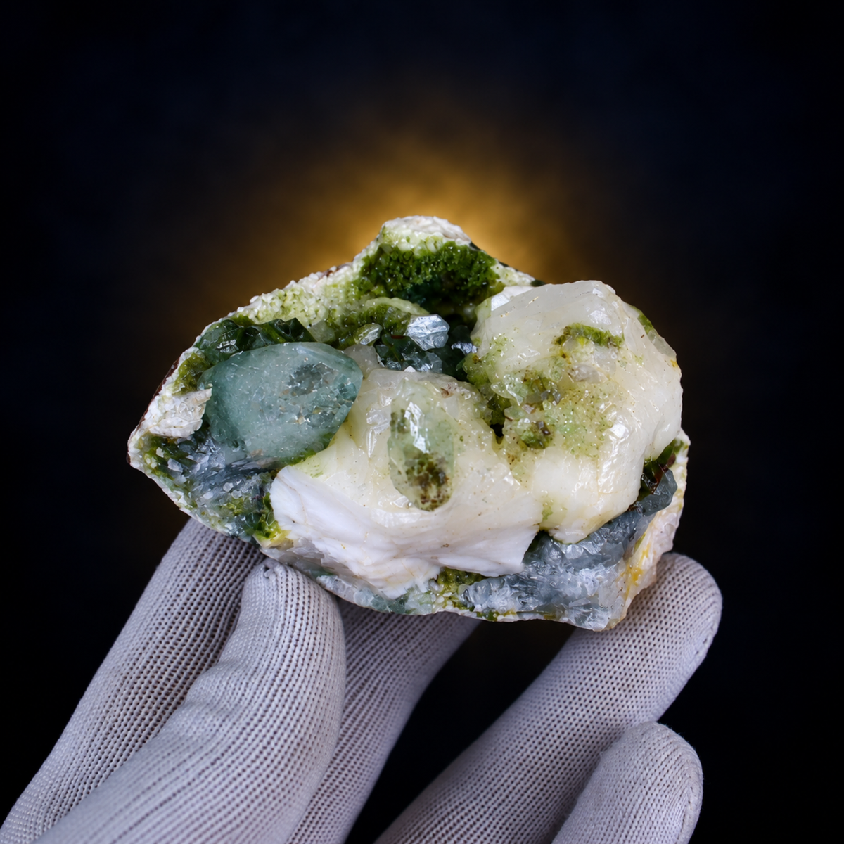 Natural Green Apophyllite with Stilbite and Heulandite – 200 g