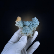 Stilbite on Blue Chalcedony Matrix Indian Mineral Specimen Natural Crystal